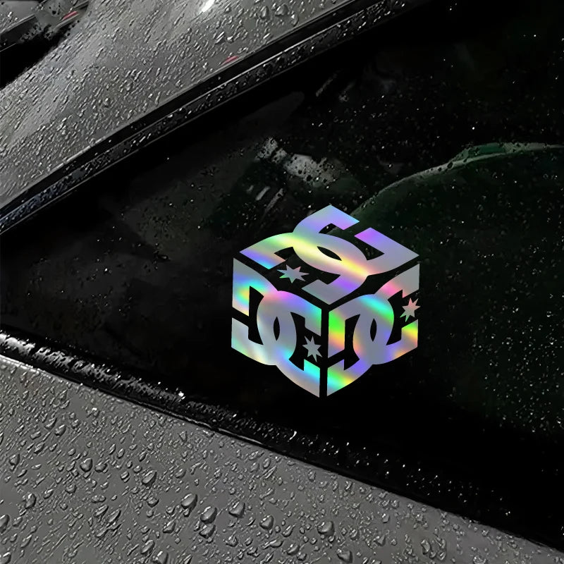 Holographic Geometric Cube Body Window Stickers Unique Decal Make