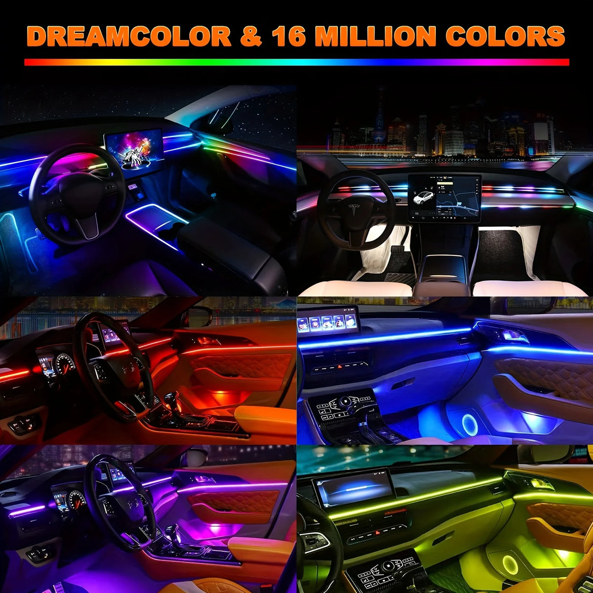 For BMW Audi Tesla Honda Toyota In Neon Lighting Ambient RGB
