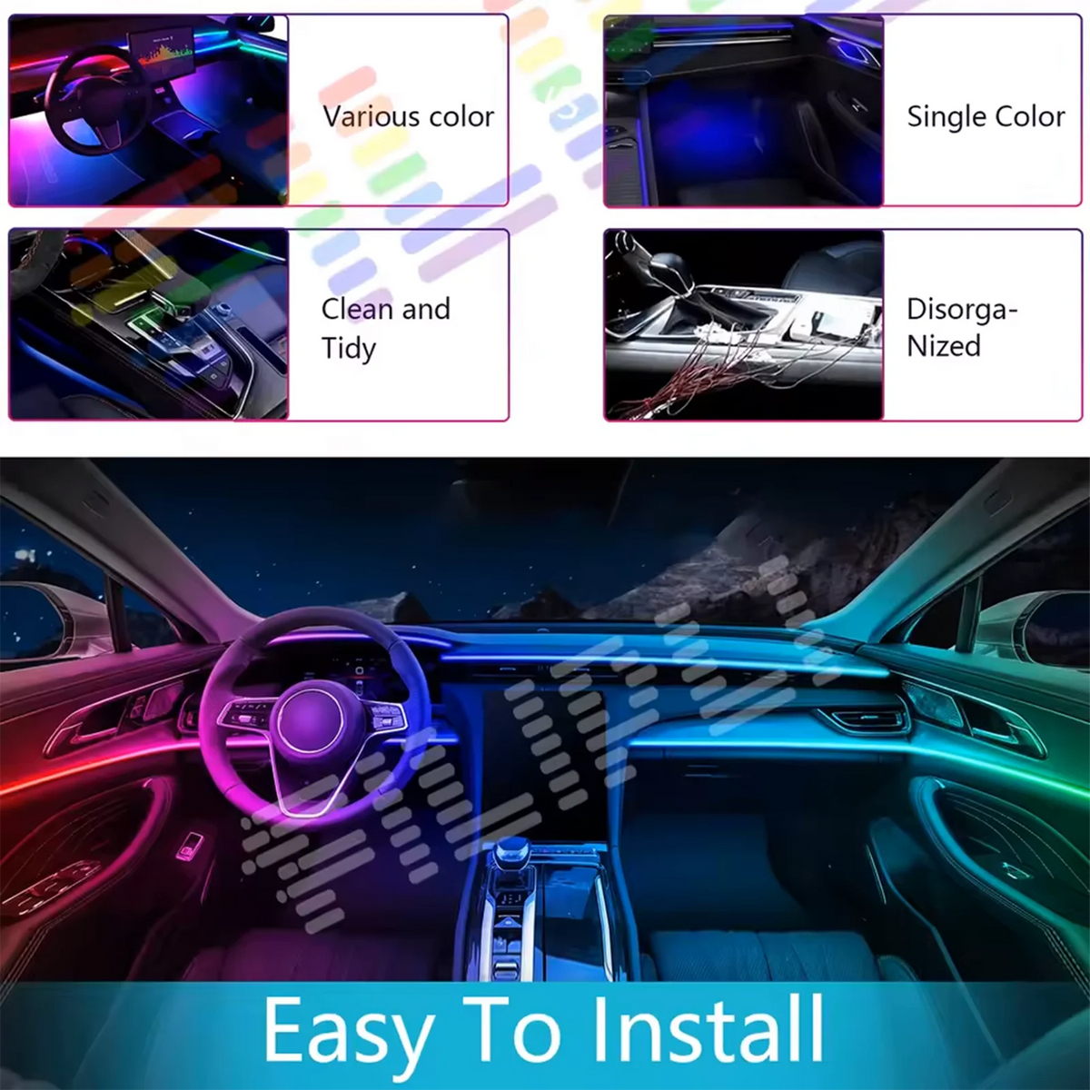 For BMW Audi Tesla Honda Toyota In Neon Lighting Ambient RGB