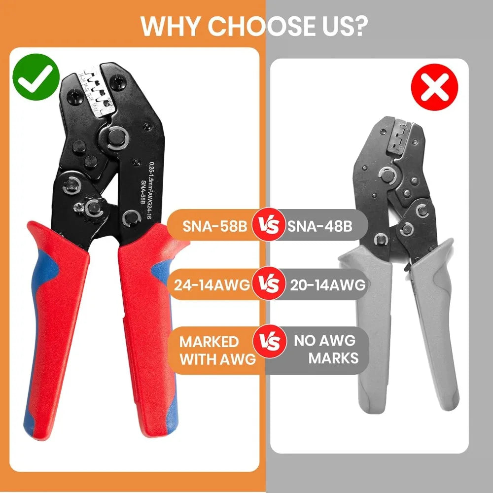 950pcs+1pc Crimping Pliers 1-3.5mm non-insulated Male Female
