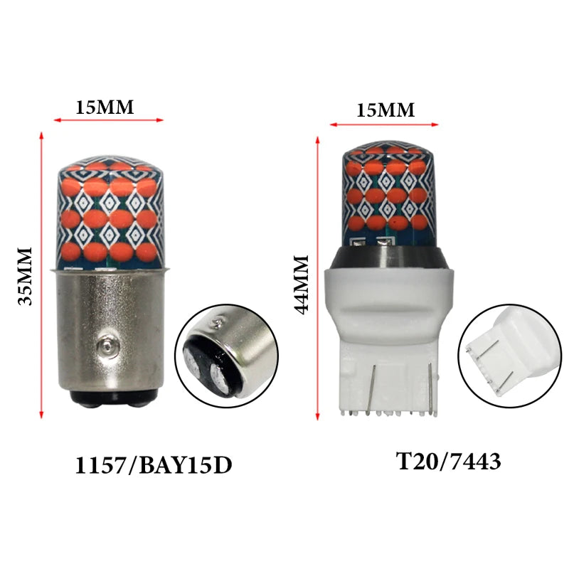 2PCS Strobe Flash RGB T20 7443 W21 5W 1157