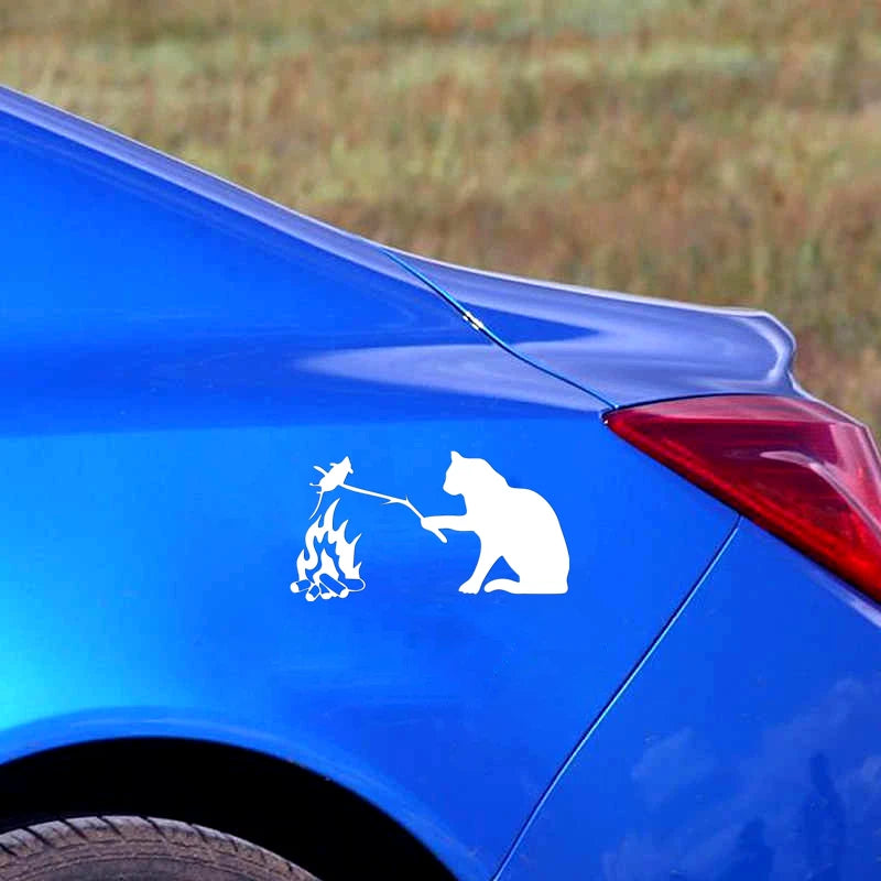 CK3377 Vinyl Sticker Cat Fries A Mouse Waterproof Cool