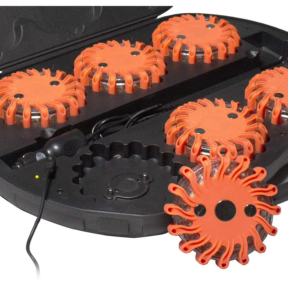 Pack Rechargeable Red Disc Warning Beacon Emergency Road Flares