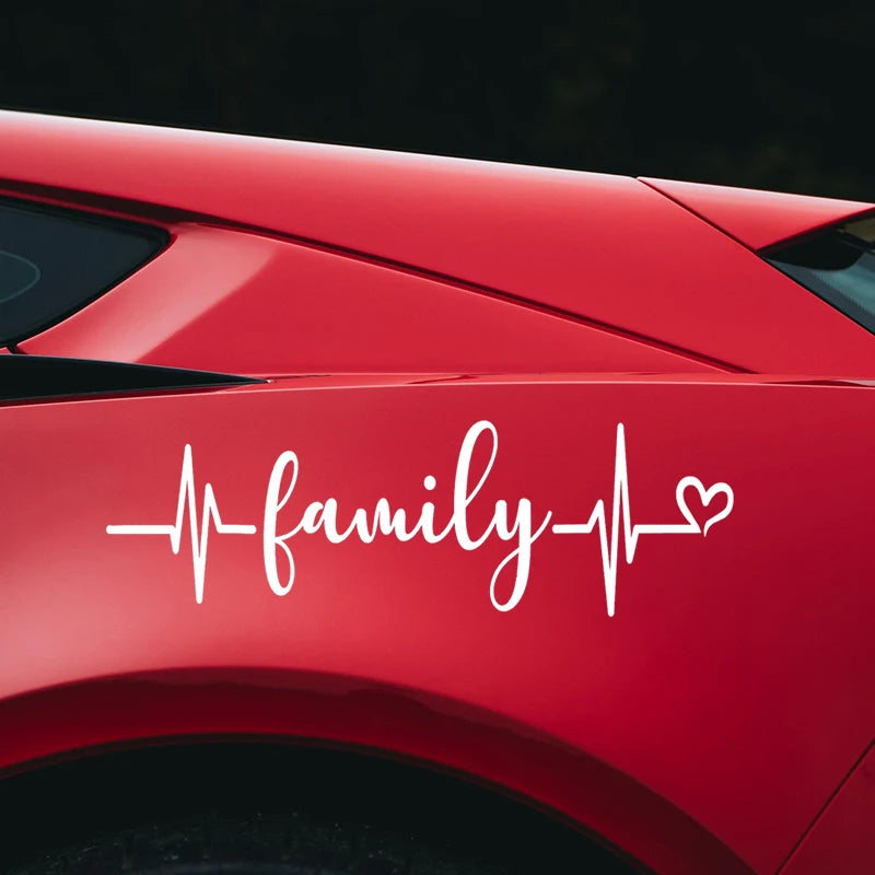 Family Heartbeat die-cut Vinyl Decal Sticker Waterproof Decors On