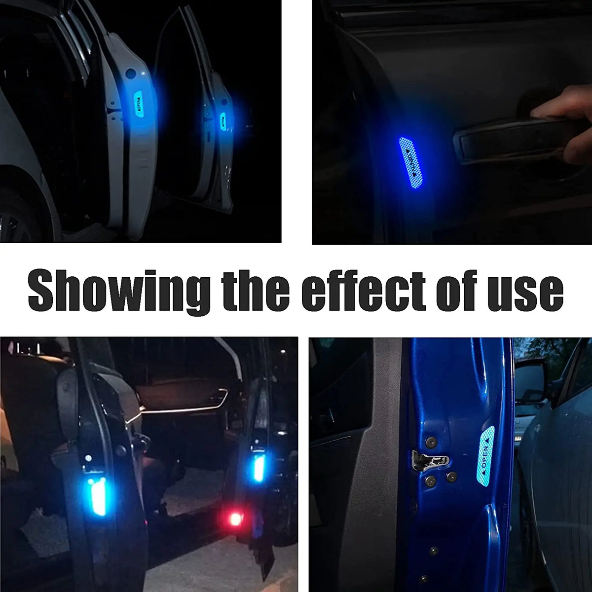 4PCS Stickers Reflective Warning Sticker Wheel Eyebrows Door