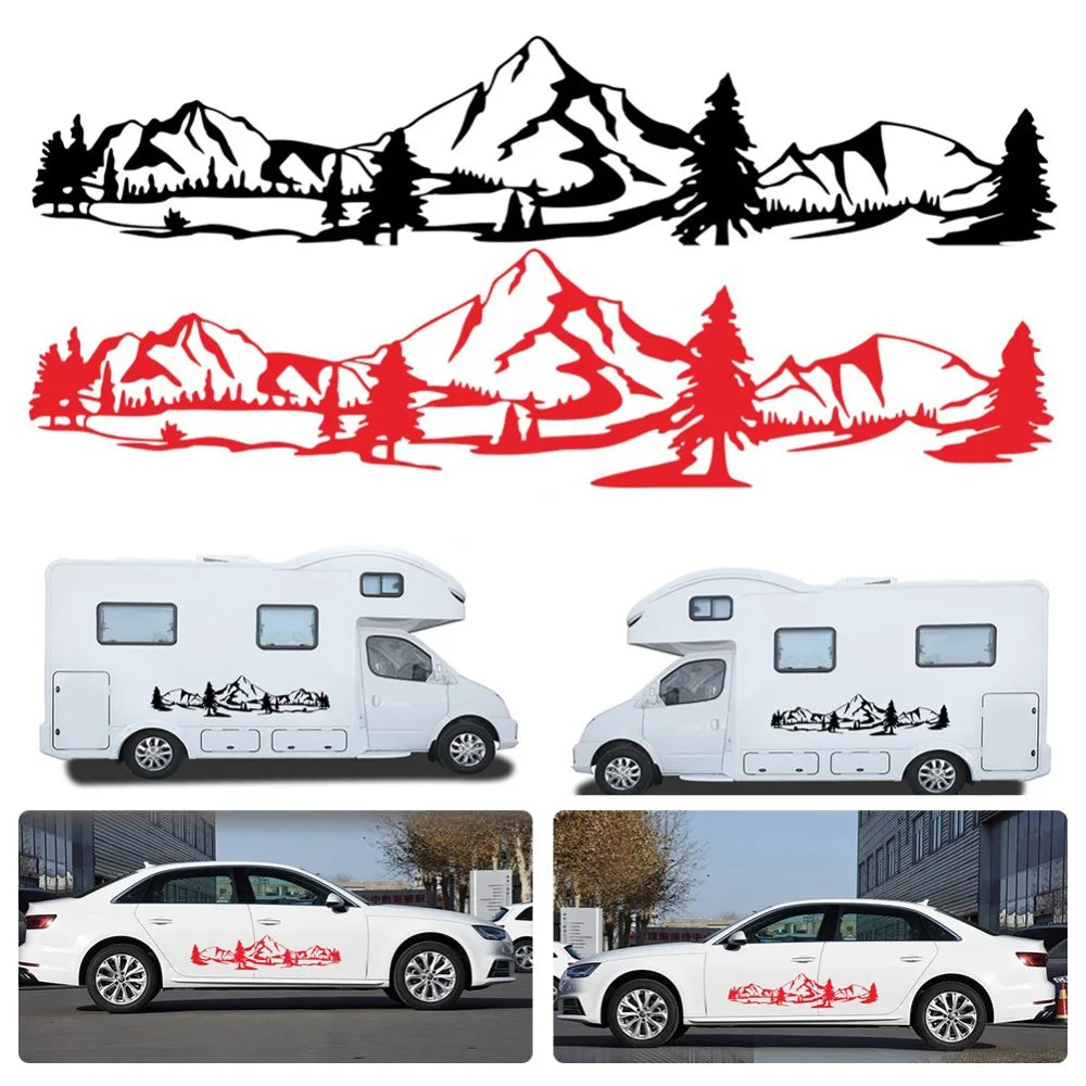 For Camper Rv Trailer Rv Sticker Tree Decal Mountain Scene