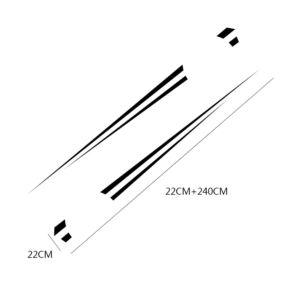 2PCS Sticker Long Side Stripe Decals Vinyl Wrap Racing