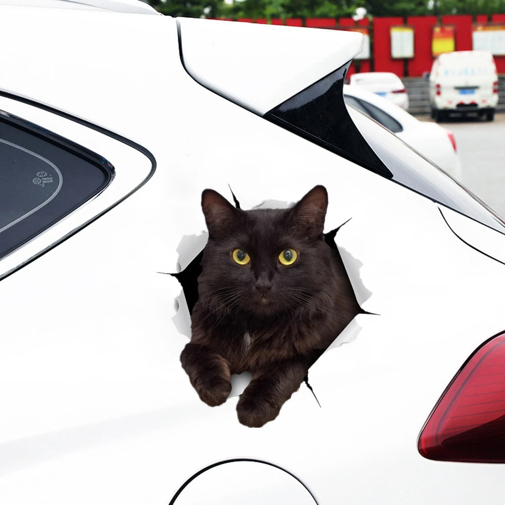 S30979 self-adhesive Decal Resting Black Cat Sticker Motorcycle