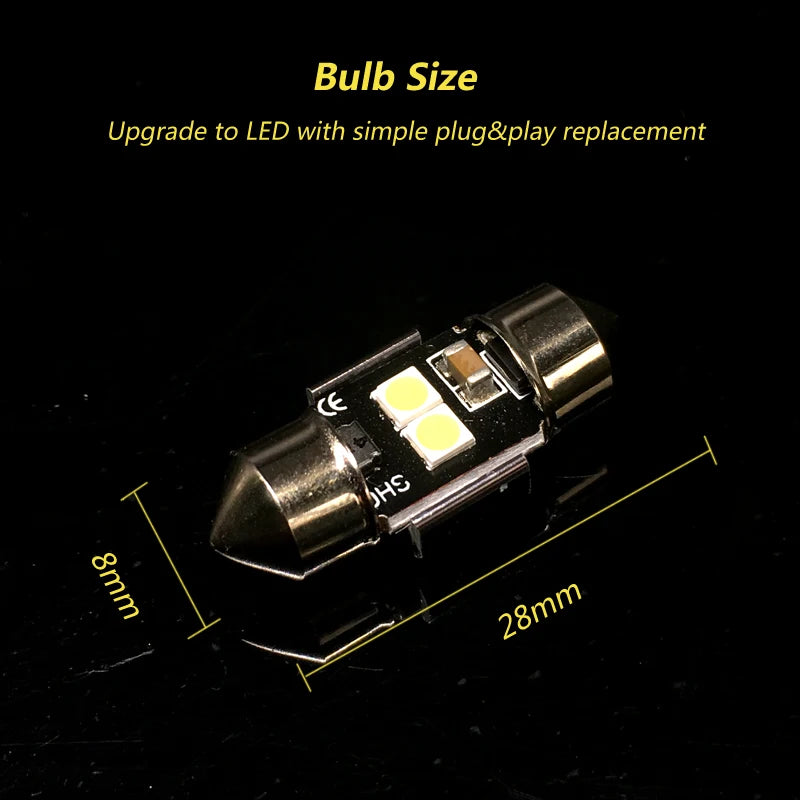 2PCS 28MM 29MM 2SMD 3030 Wedge Bulb C10W C5W