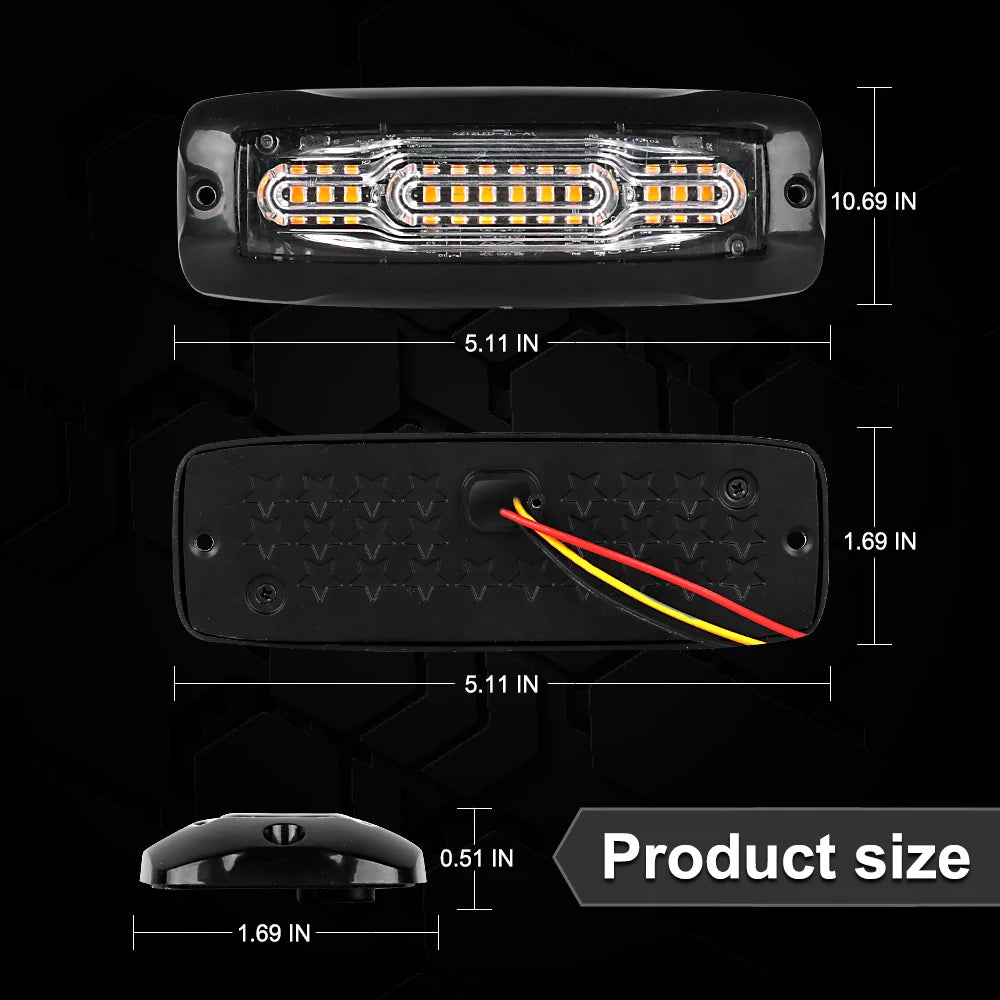 Strobe Warning 12LED Grill Flashing Truck Trailer Beacon Side