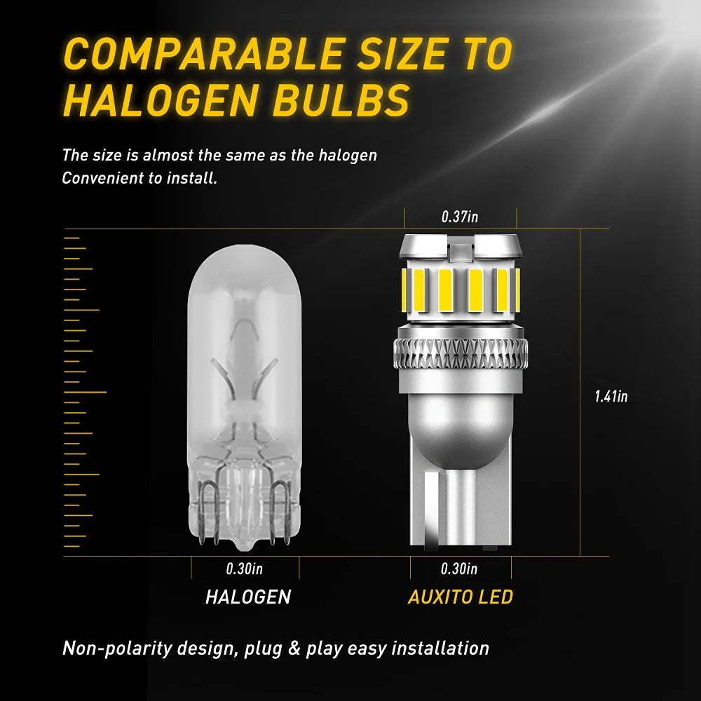 Auxito 2PCS W5W T10 Bulbs 194 168 2825 5W5