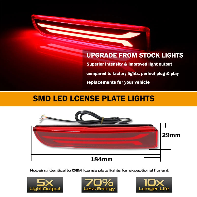 For Mitsubishi Lancer Evo X Outlander 2X Red Reflector Rear Back