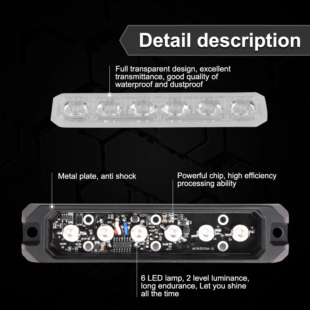 Supper Bright Emergency Blinking Waterproof Flashing Side 5wires