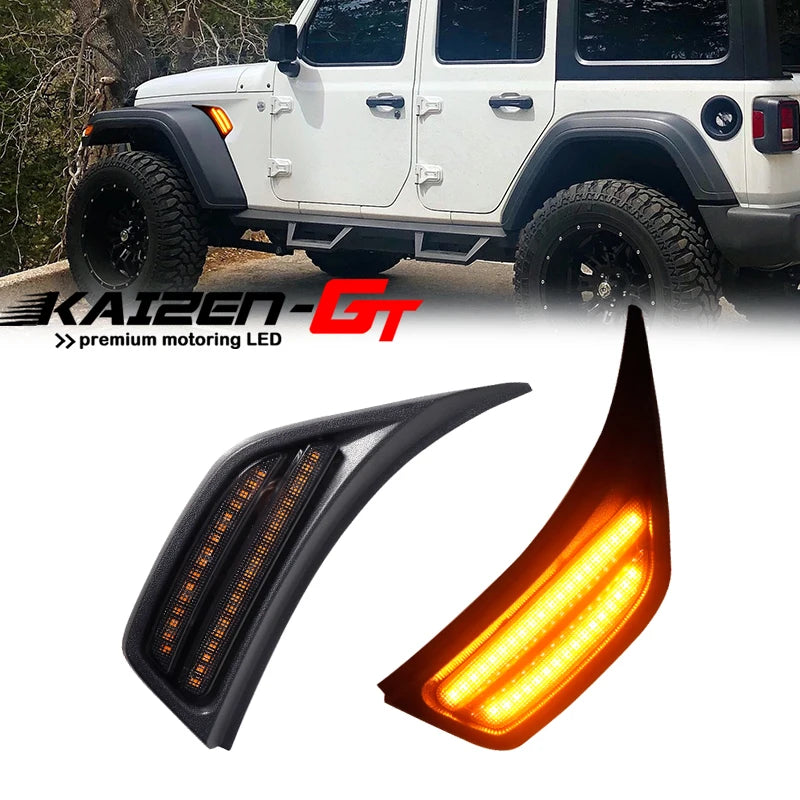 For 2018-2021 Jeep Wrangler Jl Jlu Smoked Lens Amber Front