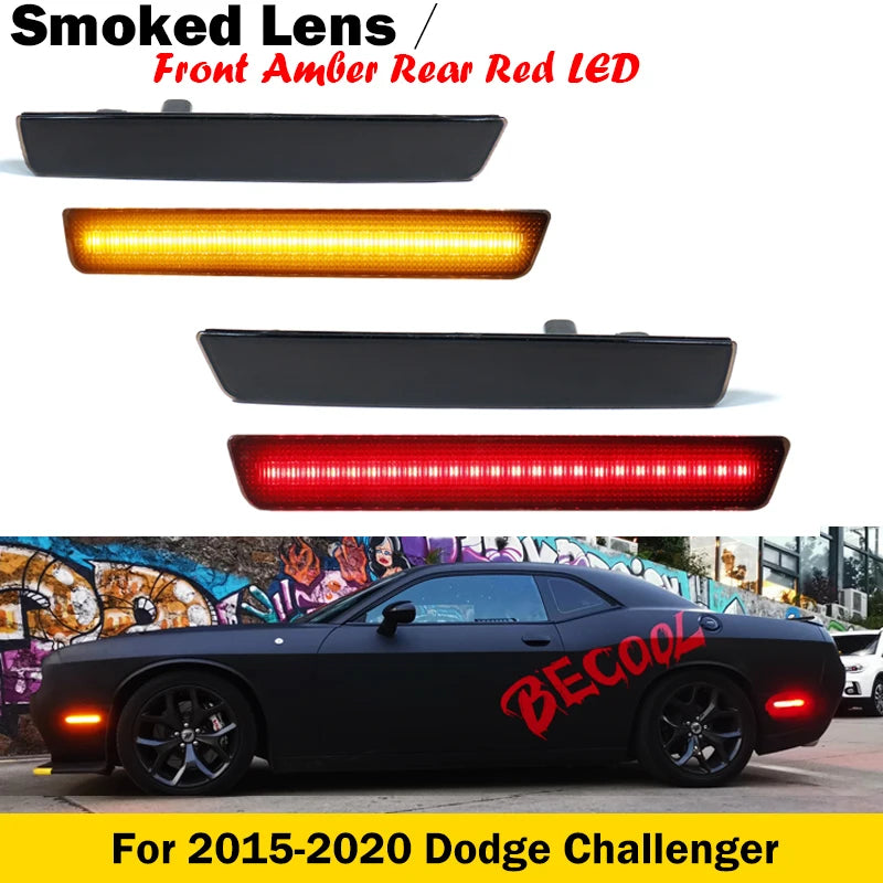 For 2015-up Dodge Challenger Amber Red Front Rear Side Marker