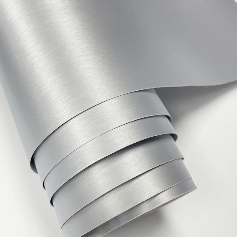 Air Drain Silver Brushed Aluminium Vinyl film-car Wrap Sticker