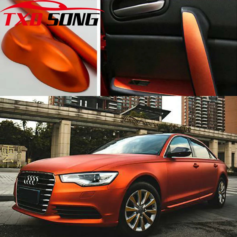 Metallic Chrome Matt Orange Vinyl Film Matte Sticker Air