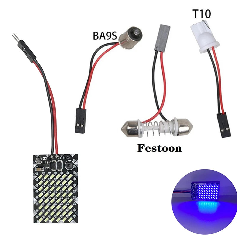 1PCS dc12v-24v 48SMD Warm White T10 ba9s Festoon W5W