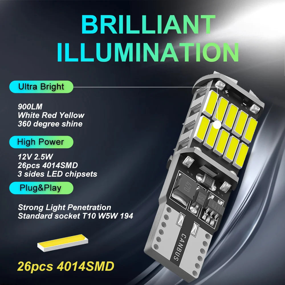 For Ford Focus 2 3 Fiesta 10X T10 W5W Canbus Bulb MK2 MK3 Mondeo