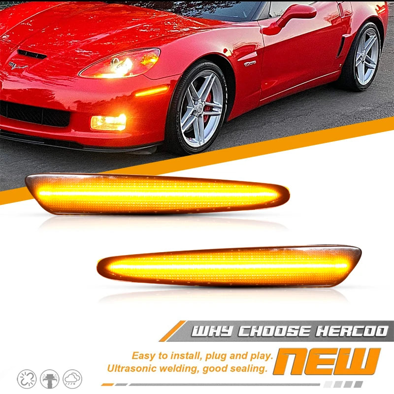 For Chevrolet Chevy Corvette C6 05-13 Ijdm Amber Red Side Marker