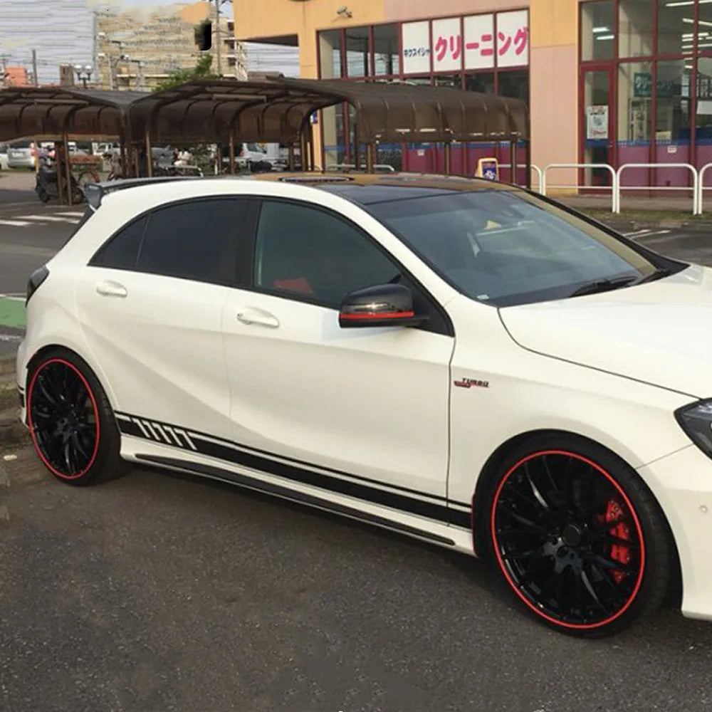 For Mercedes Benz Amg A C 2PCS Lot Waist Side Skirt Stickers