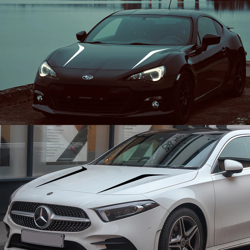2PCS 100cmx26cm Hood Cover Stickers Vinyl Film Long Stripe