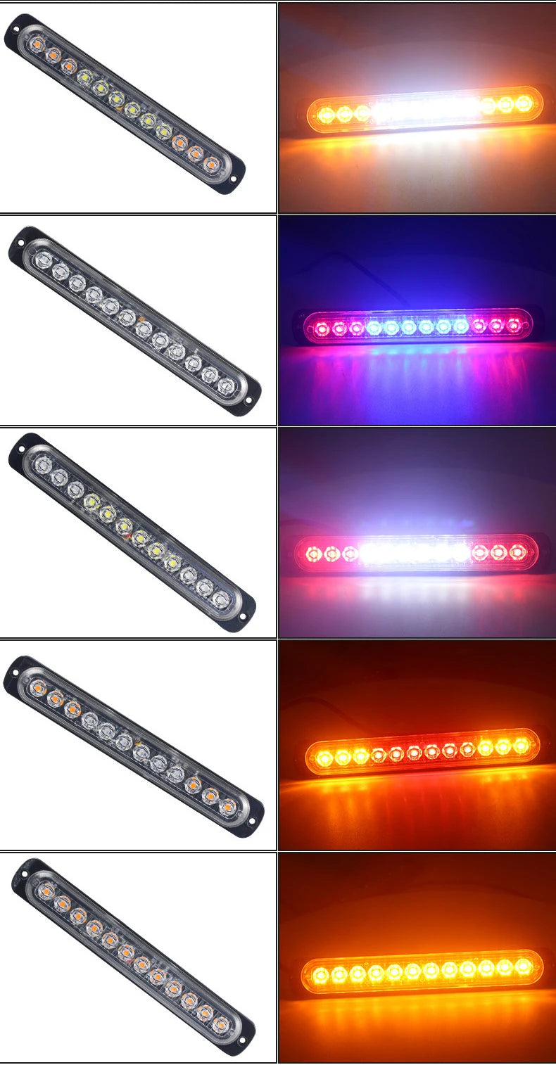 2X 12 ultra-thin Strobe Motorcycle Truck Side Warning Flashing
