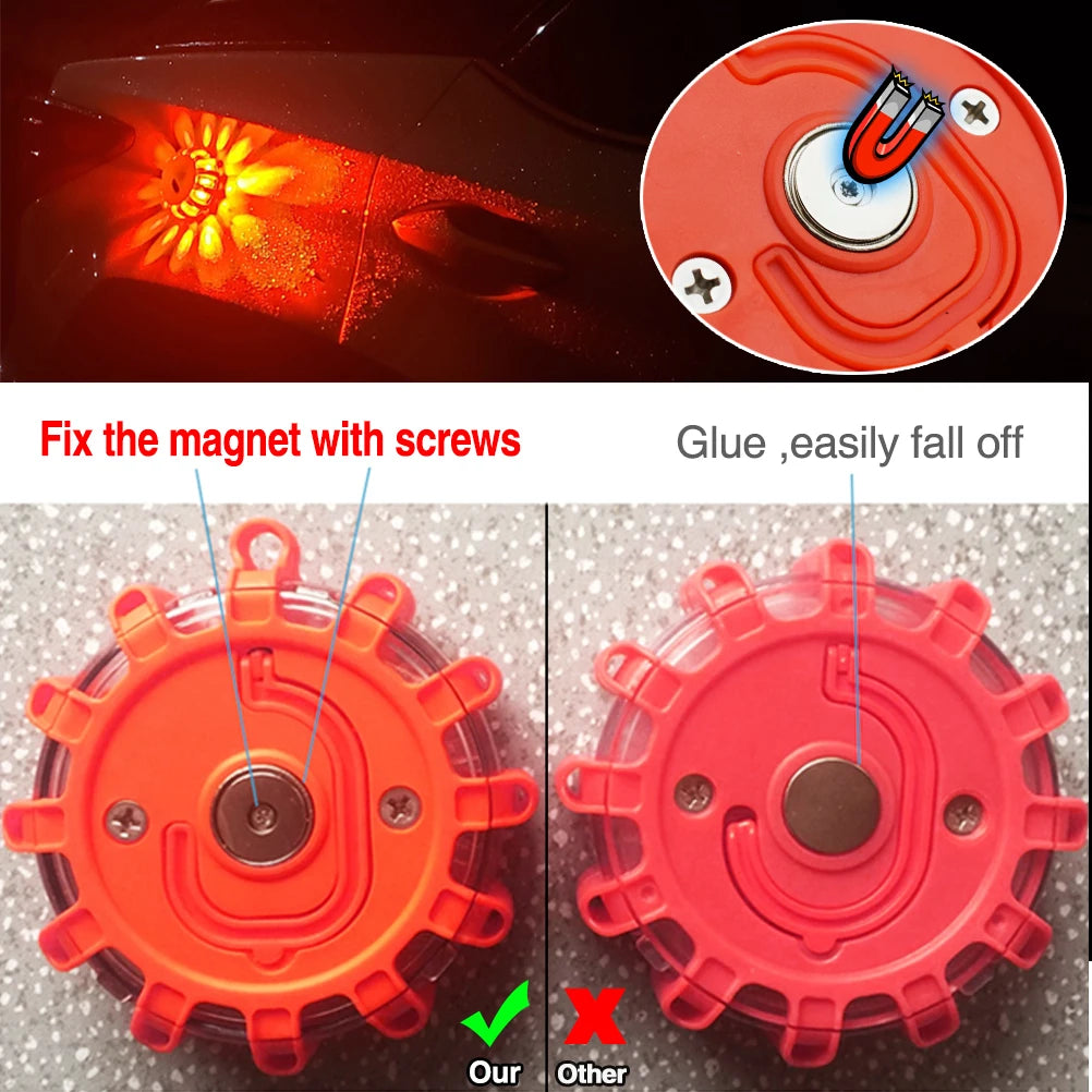 Mode Safety Road Flare Flashing Warning Magnetic Base Disc