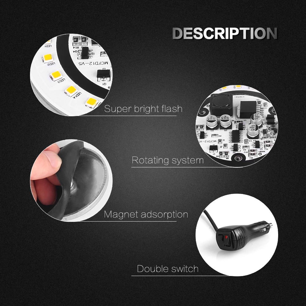 For Vehicles Amber LED Strobe Warning Bright Emergency Traffice