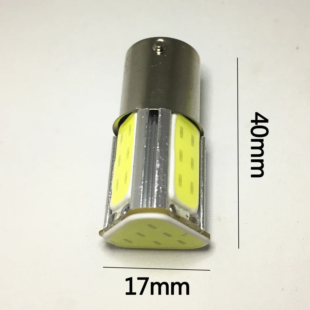 2PCS P21W ba15s 1156 Cob Brake White Red Reverse