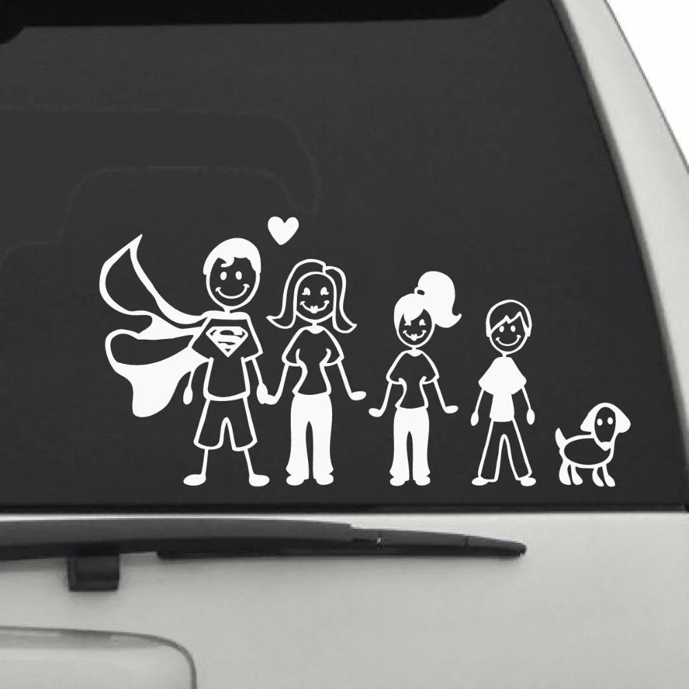 For Window Dool VW BMW Audi Funny Cartoons Happy Family Sticker