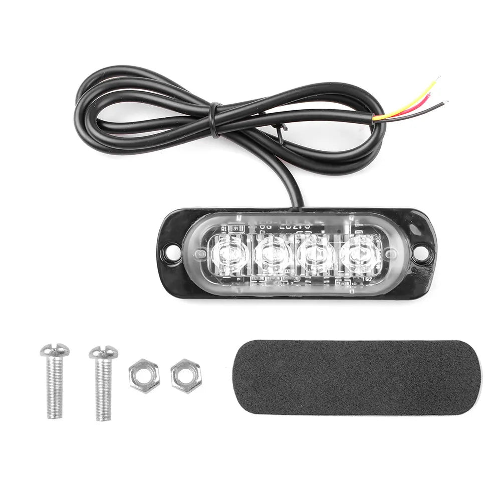 2PCS 4LED Strobe Warning Grill Flashing Breakdown Emergency Truck