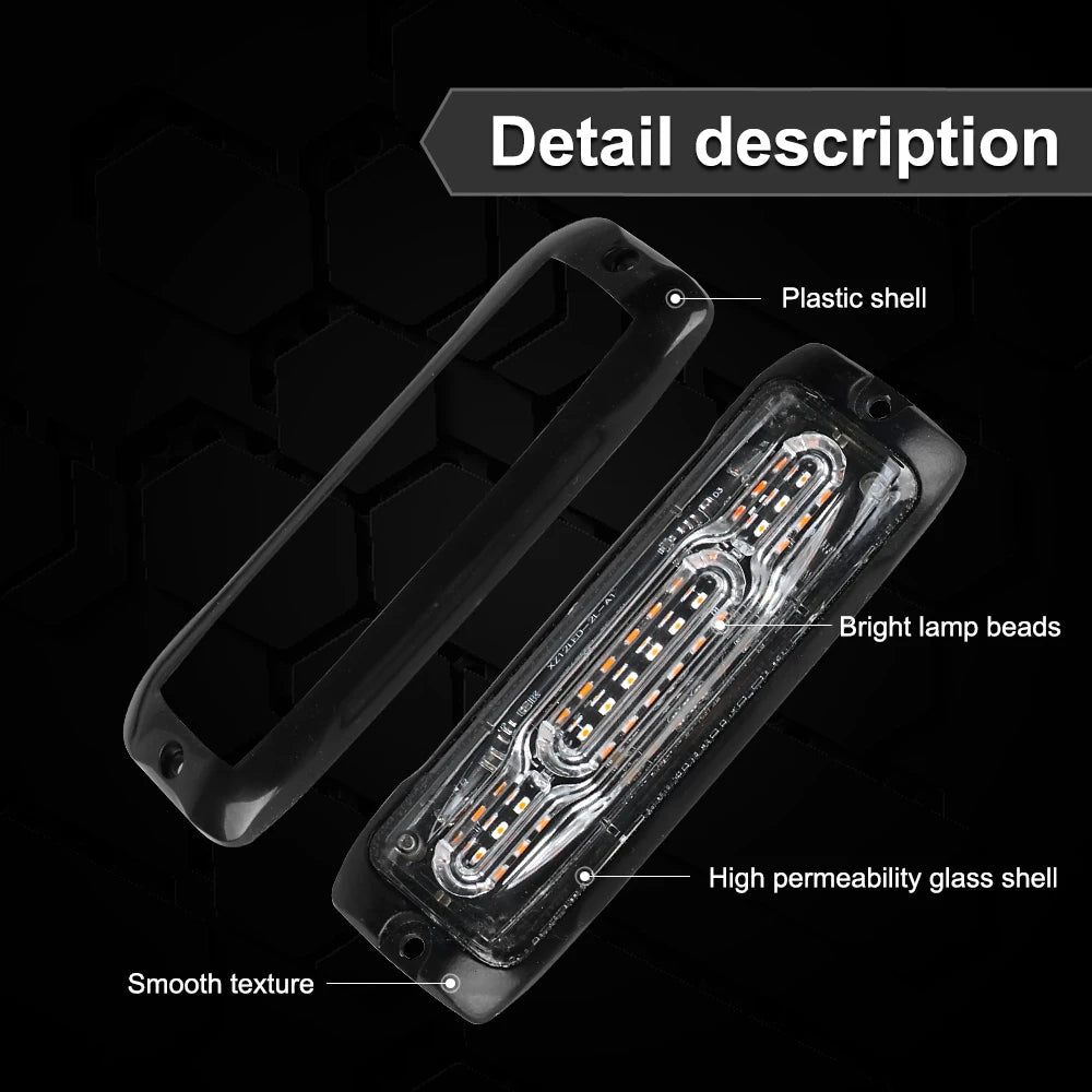 Strobe Warning 12LED Grill Flashing Truck Trailer Beacon Side