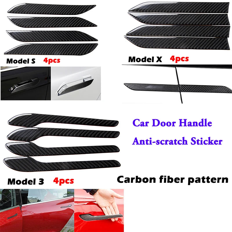 For Tesla Model 3 S X Door Handle anti-scratch Sticker Real