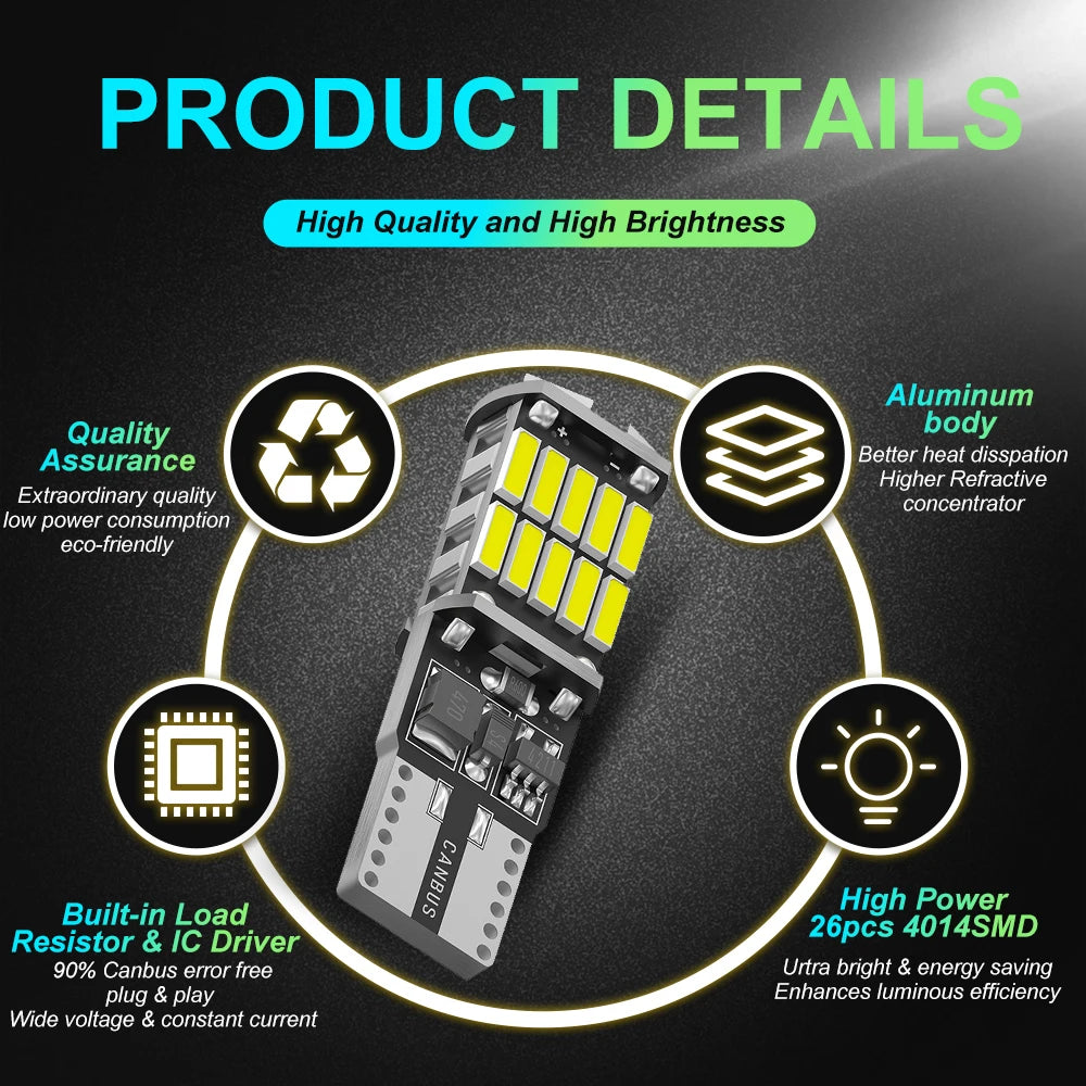 For Ford Focus 2 3 Fiesta 10X T10 W5W Canbus Bulb MK2 MK3 Mondeo