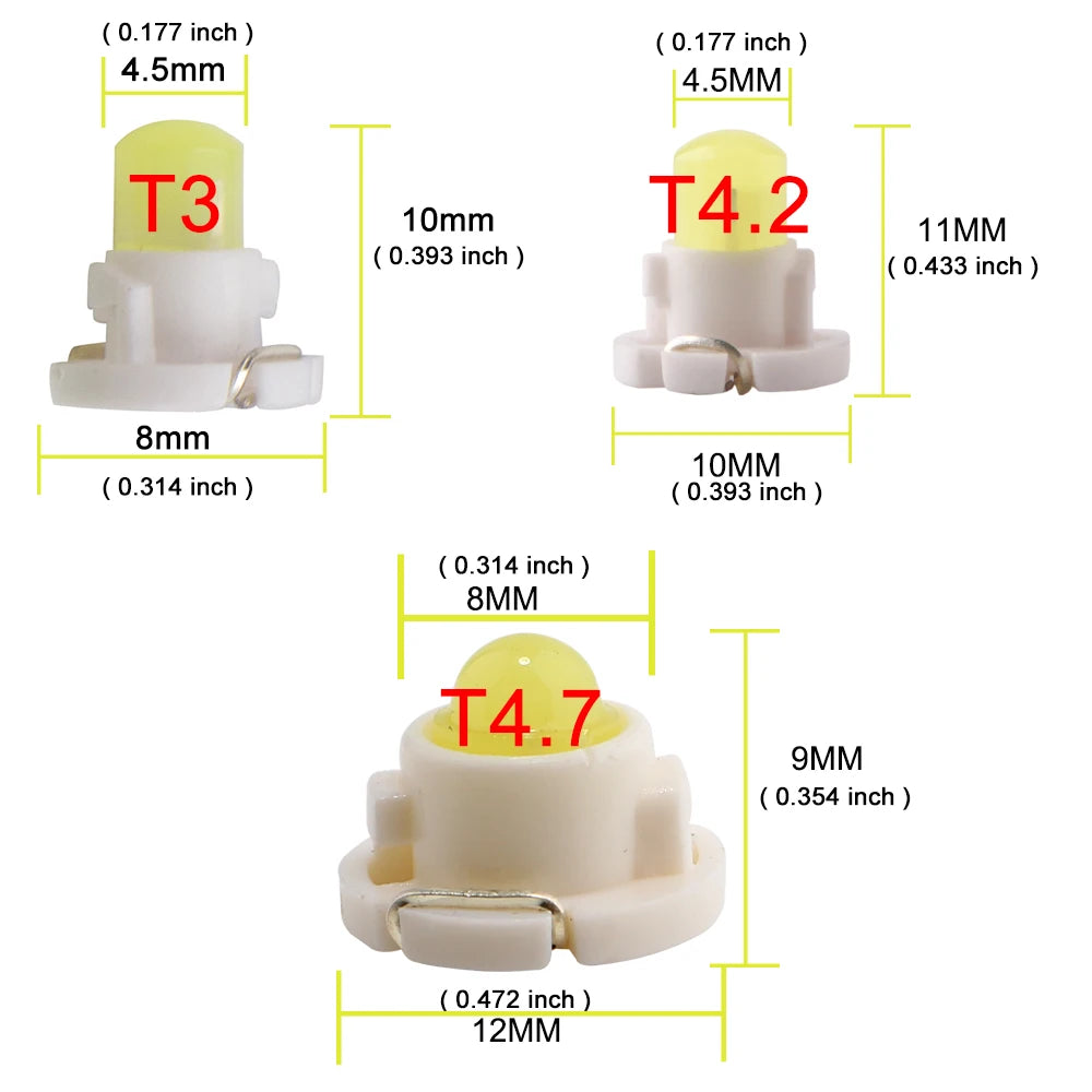 10PCS T3 t4.2 t4.7 Cob Smd F8 Dashboard Bulbs