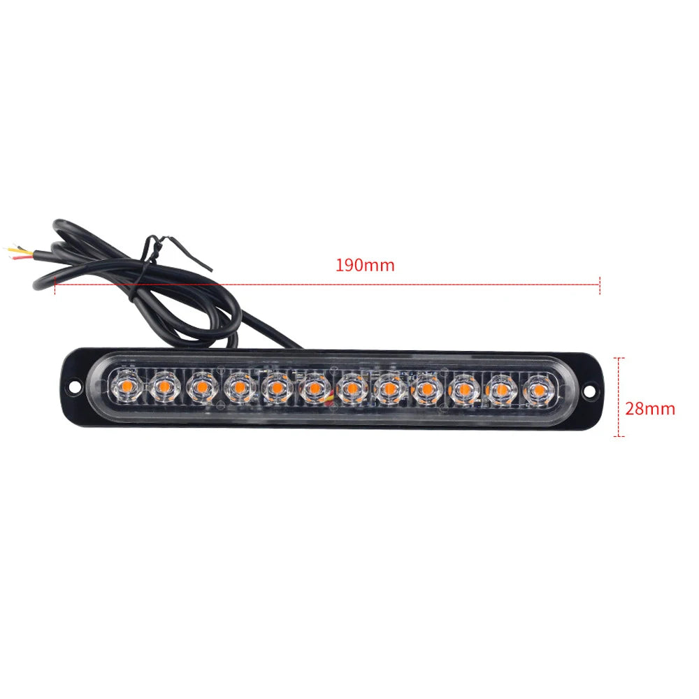 2X 12 ultra-thin Strobe Motorcycle Truck Side Warning Flashing