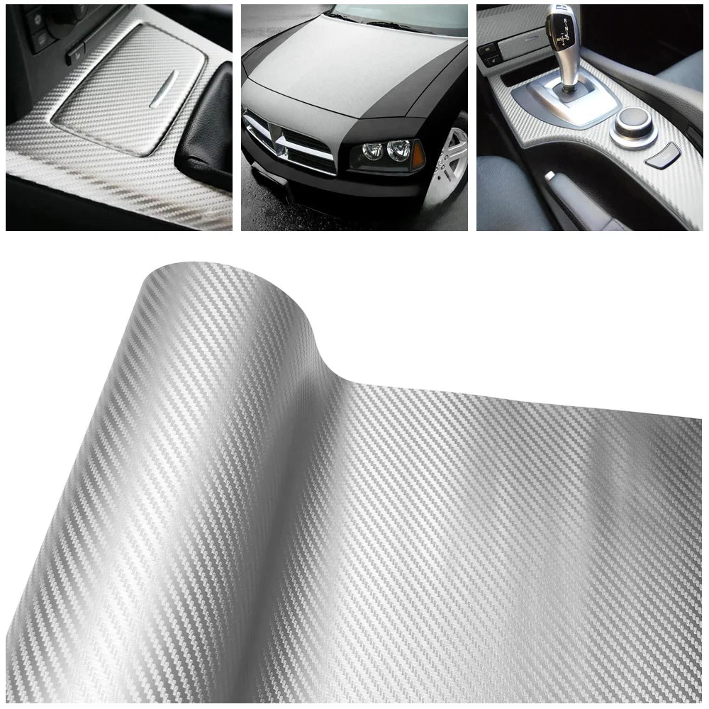 For Diy Automotive Interior Styling Decoration 3D Silver Carbon