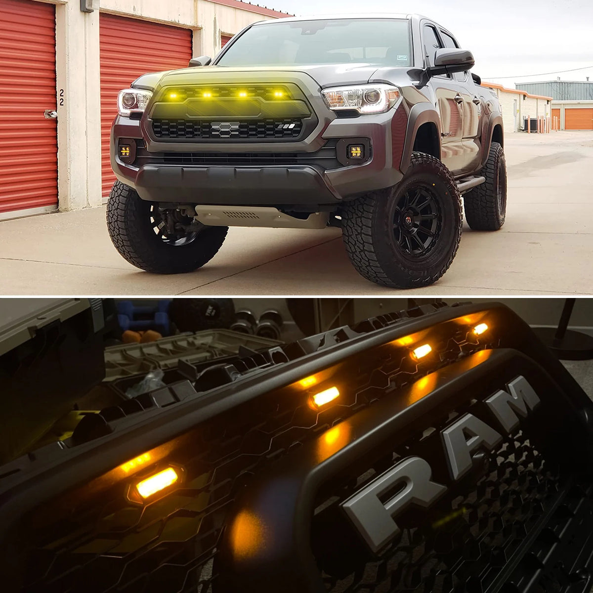 For Ford F250 4PCS Smoked Lens Amber 12V Grille Dodge Ram GMC