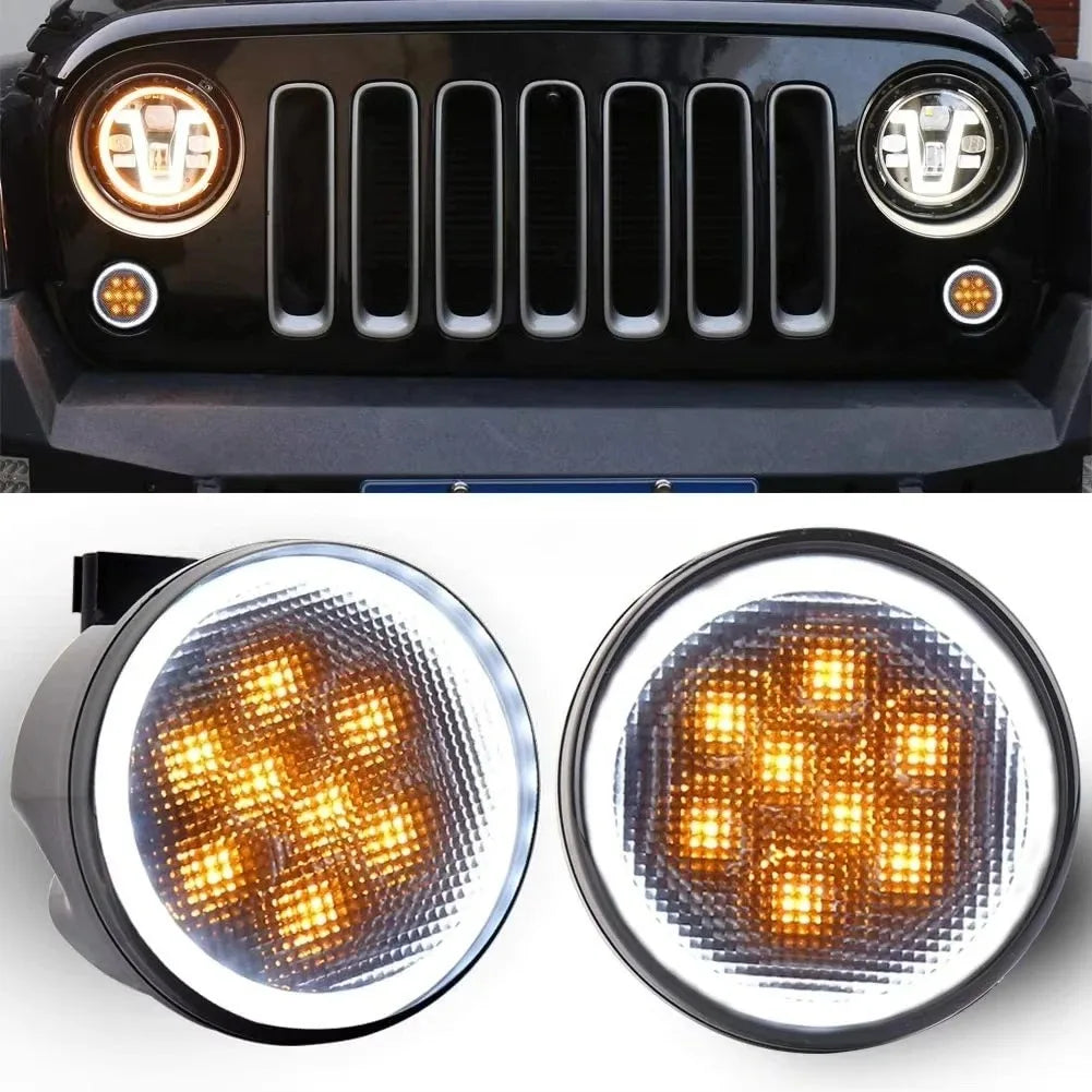 For Jeep Wrangler Jk 2007-2018 Modification Front Grille Amber