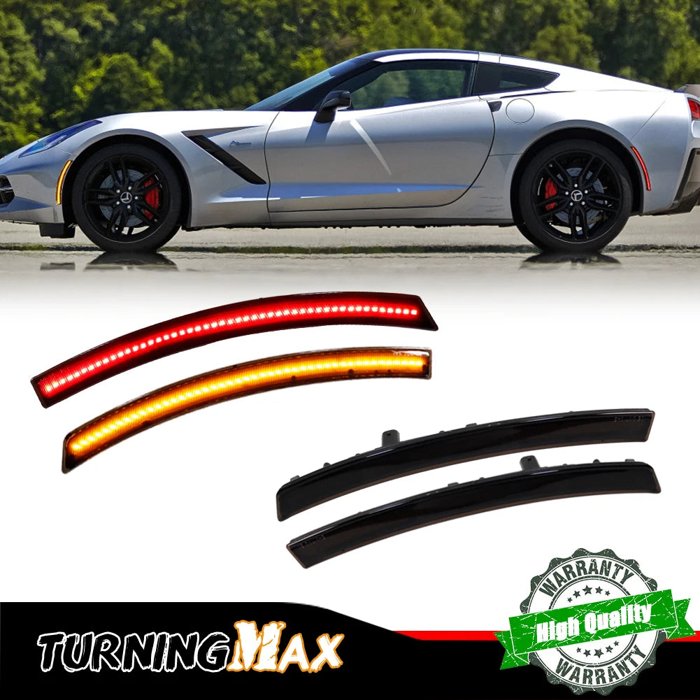 For 2014-2019 Chevrolet Corvette C7 Front Amber Rear Red Bumper