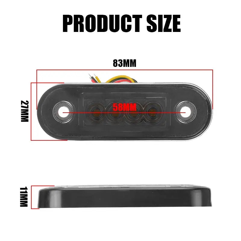 Marker Amber 4LED Side Waterproof Smoke 12v-24v Trailer Buses