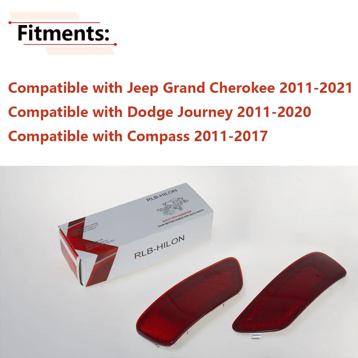 For Jeep Compass Grand Cherokee Dodge Red Rear Bumper Reflector