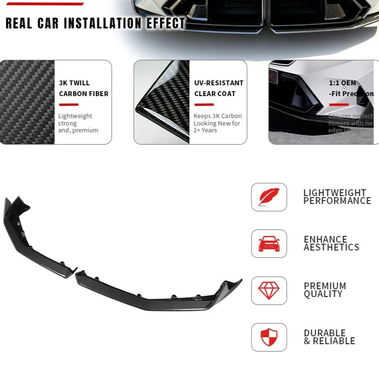 For BMW M5 Series G90 G99 Real Dry Carbon Fiber Front Lip