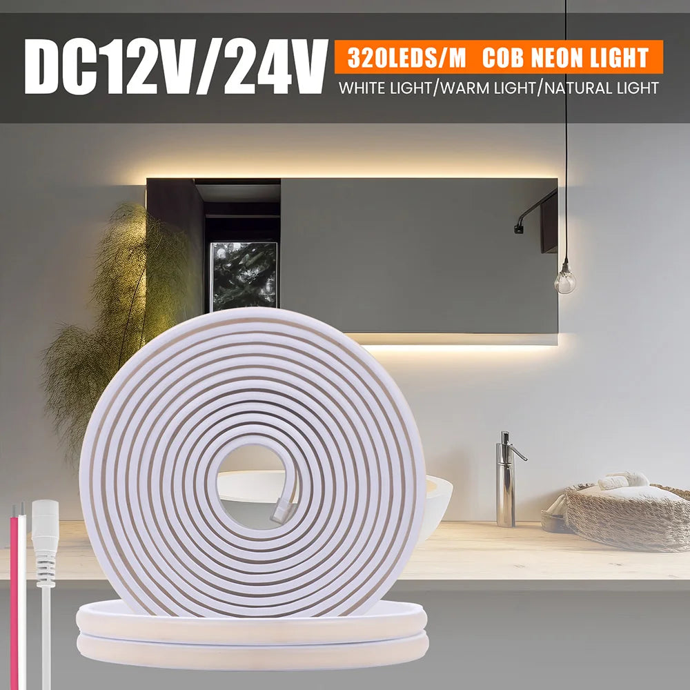 Dc 12V 24V Cob Strip Neon Dimmable 320LED M
