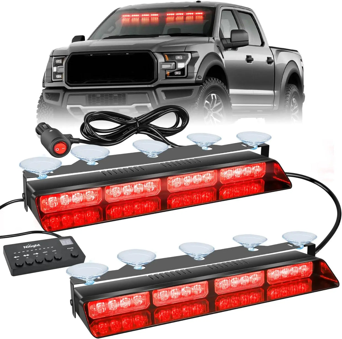 Nilight 32LED Emergency Dash Strobe Controller Suction Cups