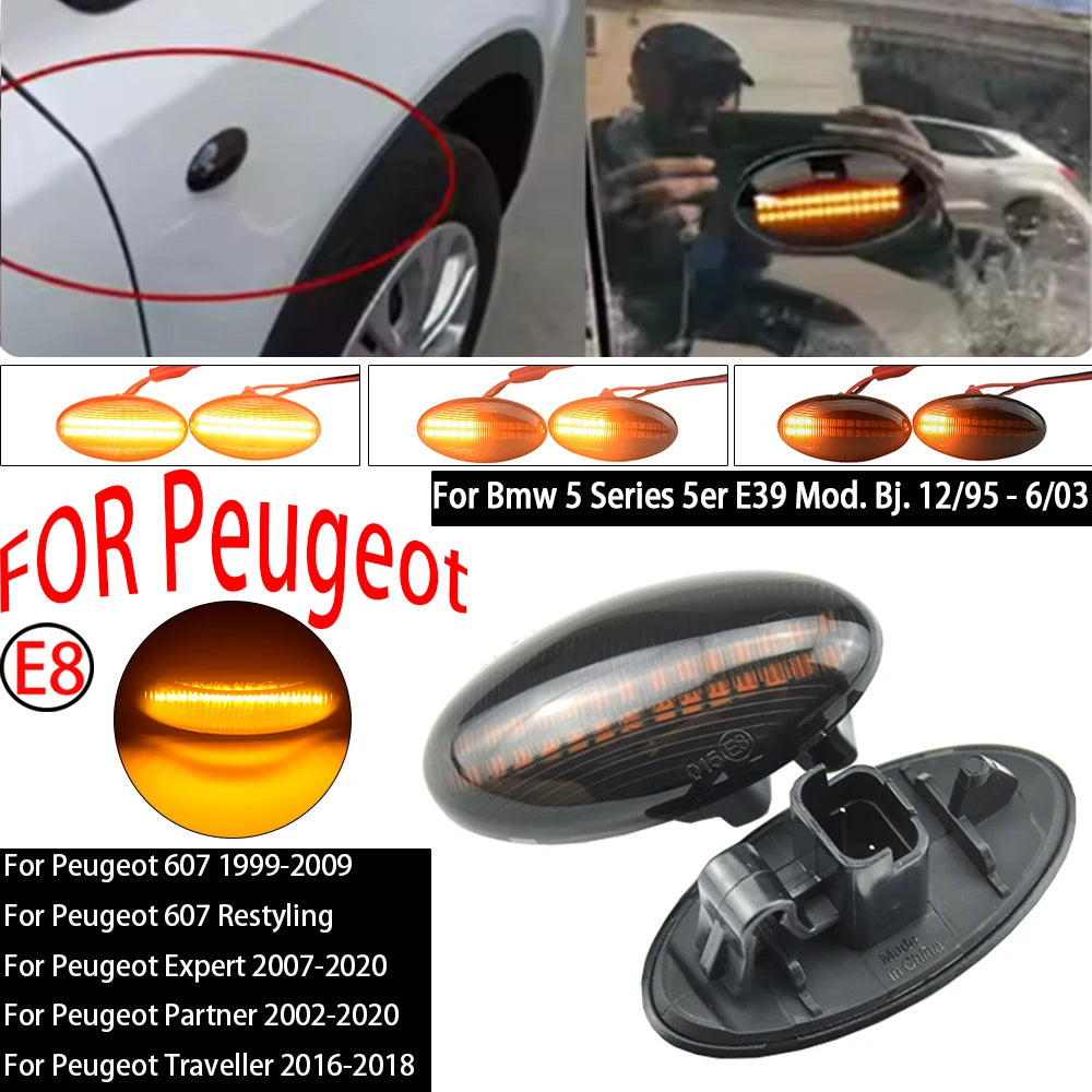 For Peugeot 307 206 407 107 Pair Dynamic Turn Signal Side Marker