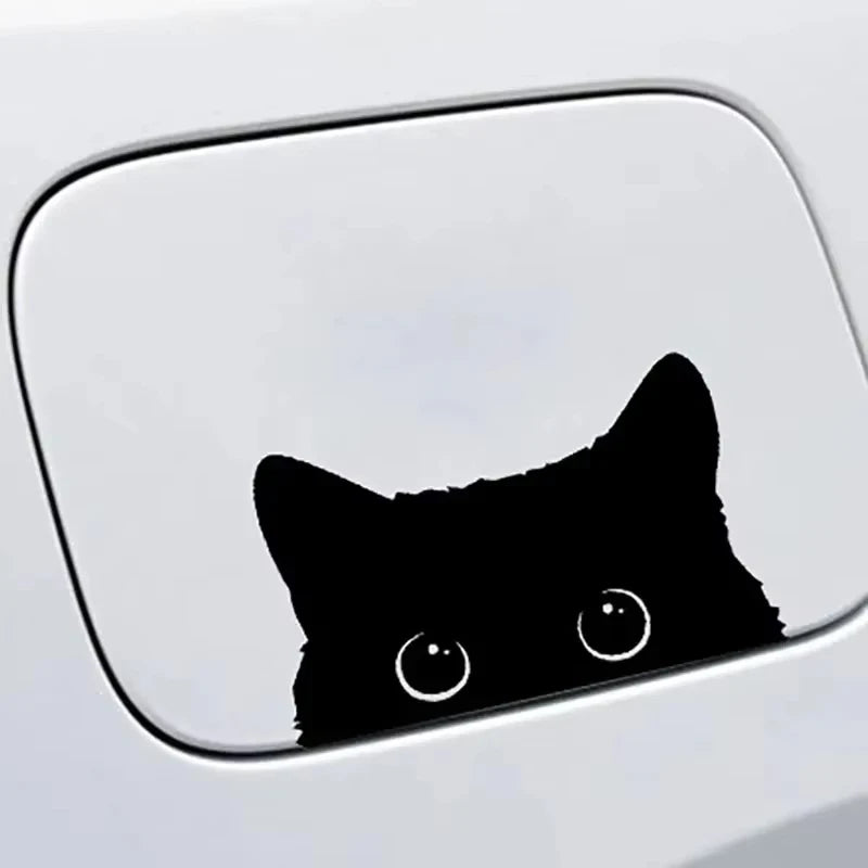 Sticker Cartoon Cat Black Big Eyes Vinyl Cover Waterproof