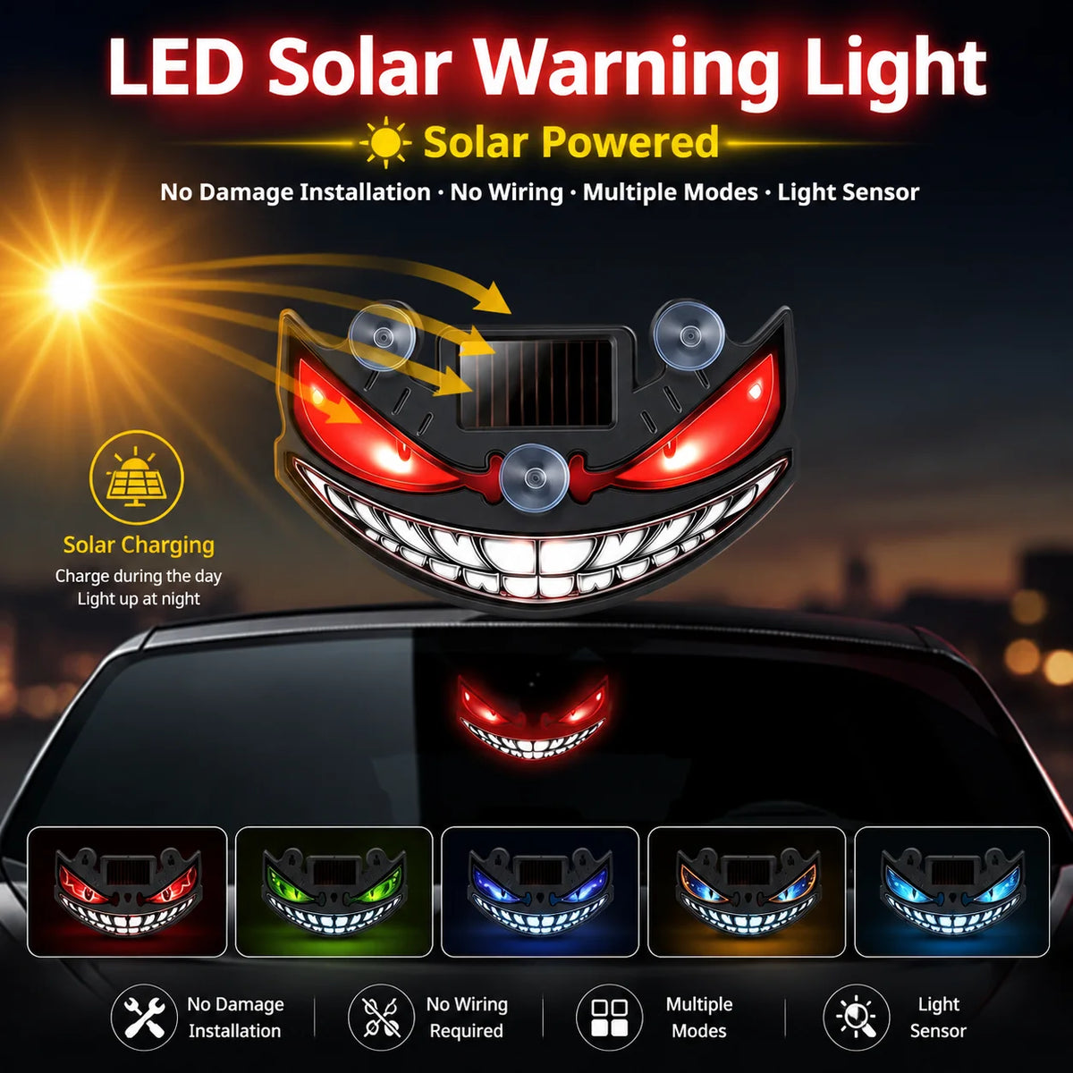 Solar Power Devil Eye Ambient Cool Face Breathing Rear