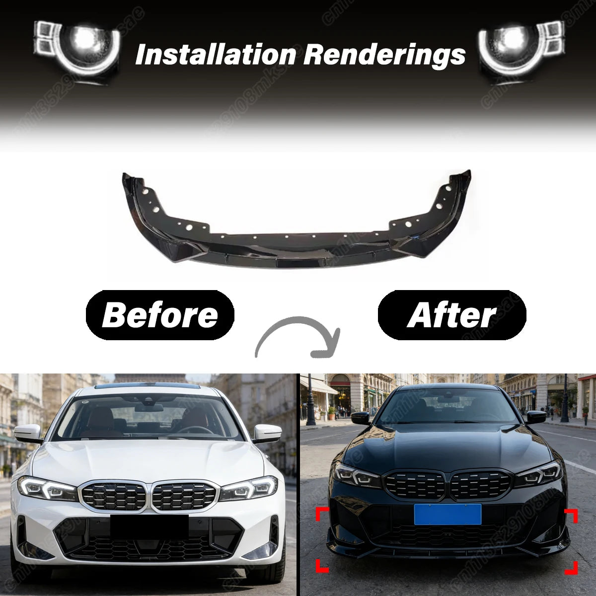 For BMW 3 Series G20 G28 2023 Automobile Front Bumper Spoiler
